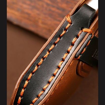 Hallmo Car Cowhide Leather Key Protective Cover Key Case for New Mercedes-Benz E300L(Black) - Car Key Cases by Hallmo | Online Shopping UK | buy2fix