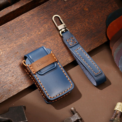 Hallmo Car Cowhide Leather Key Protective Cover Key Case for Honda Civic / Accord 3-button Start(Blue) - Car Key Cases by Hallmo | Online Shopping UK | buy2fix