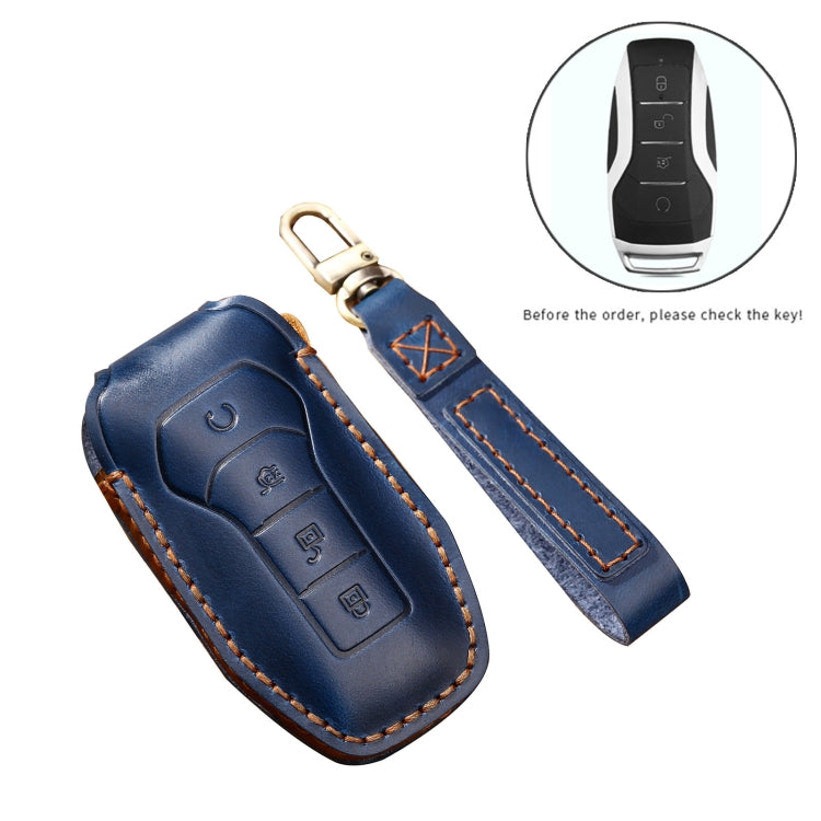 Hallmo Car Cowhide Leather Key Protective Cover Key Case for BYD(Black) - Car Key Cases by Hallmo | Online Shopping UK | buy2fix