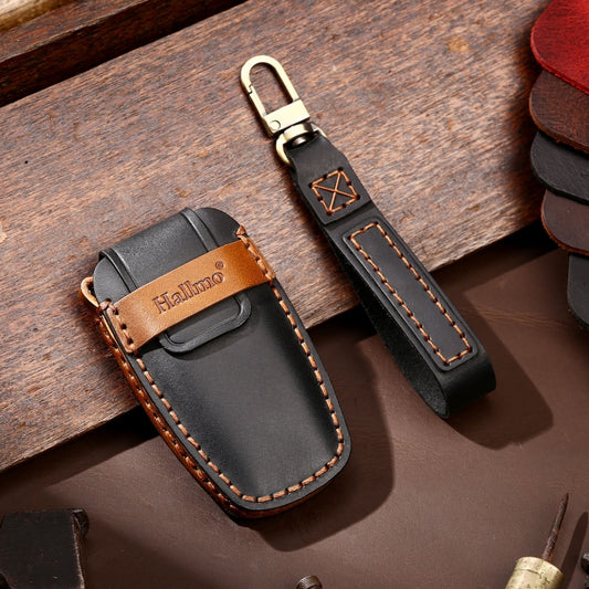 Hallmo Car Cowhide Leather Key Protective Cover Key Case for Haval H6(Black) - Car Key Cases by Hallmo | Online Shopping UK | buy2fix