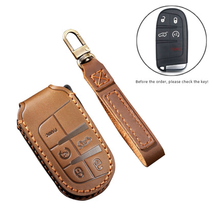 Hallmo Car Cowhide Leather Key Protective Cover Key Case for Jeep Compass(Blue) - Car Key Cases by Hallmo | Online Shopping UK | buy2fix