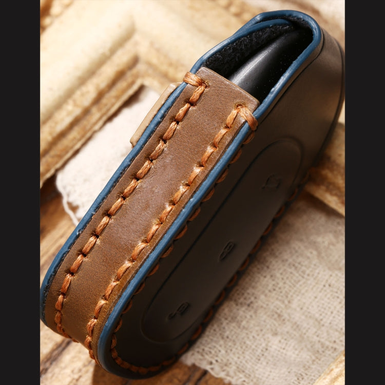 Hallmo Car Cowhide Leather Key Protective Cover Key Case for LEADING IDEAL One(Brown) - Car Key Cases by Hallmo | Online Shopping UK | buy2fix