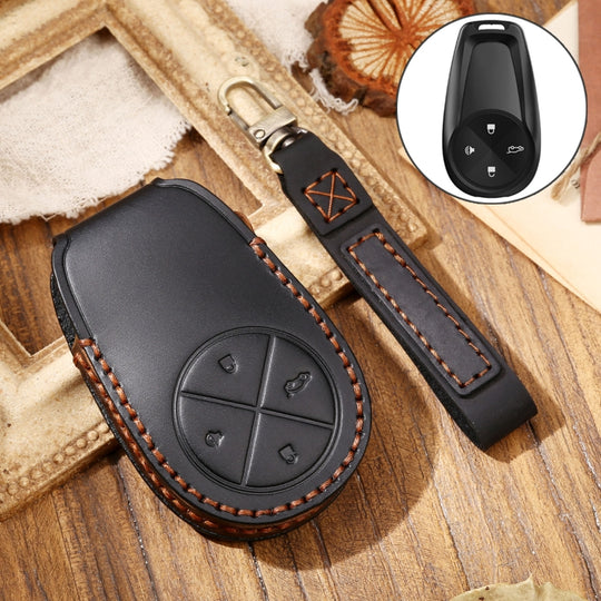 Hallmo Étui de protection pour clé de voiture en cuir de vachette pour NIO ES6 / ES8 (Noir)