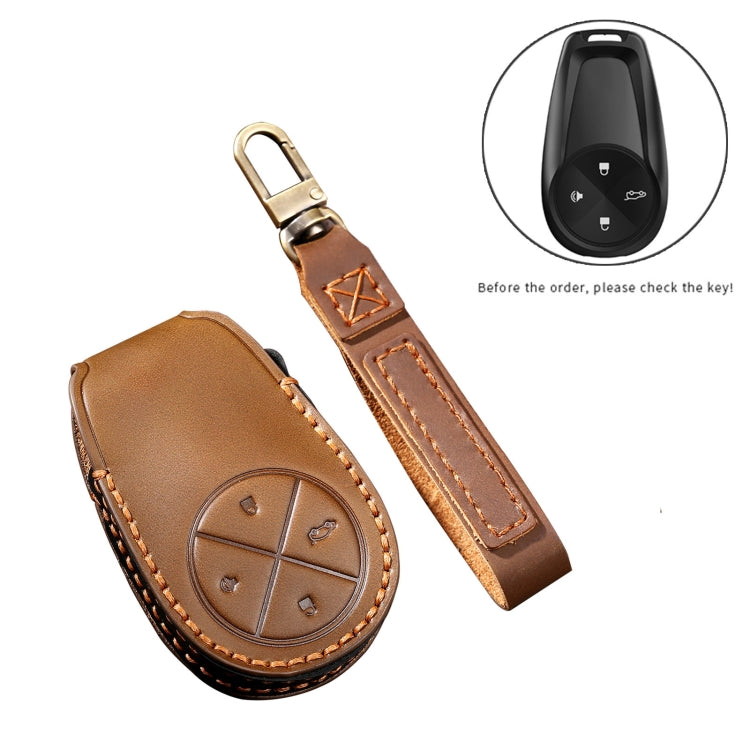 Hallmo Car Cowhide Leather Key Protective Cover Key Case for NIO ES6 / ES8(Blue) - Car Key Cases by Hallmo | Online Shopping UK | buy2fix