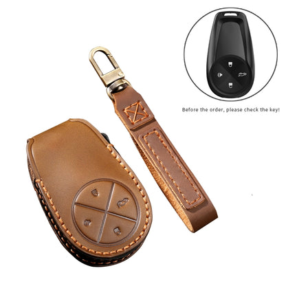 Hallmo Car Cowhide Leather Key Protective Cover Key Case for NIO ES6 / ES8(Blue) - Car Key Cases by Hallmo | Online Shopping UK | buy2fix
