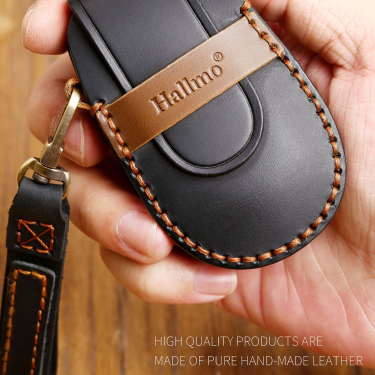 Hallmo Car Cowhide Leather Key Protective Cover Key Case for NIO ES6 / ES8(Blue) - Car Key Cases by Hallmo | Online Shopping UK | buy2fix