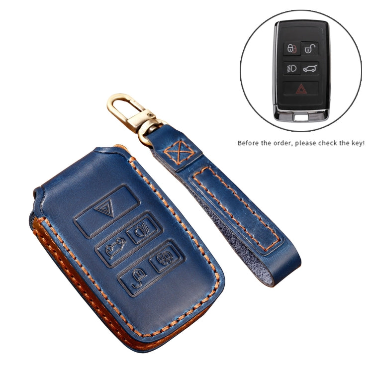 Hallmo Car Cowhide Leather Key Protective Cover Key Case for Land Rover Discovery 5 B Style(Black) - Car Key Cases by Hallmo | Online Shopping UK | buy2fix