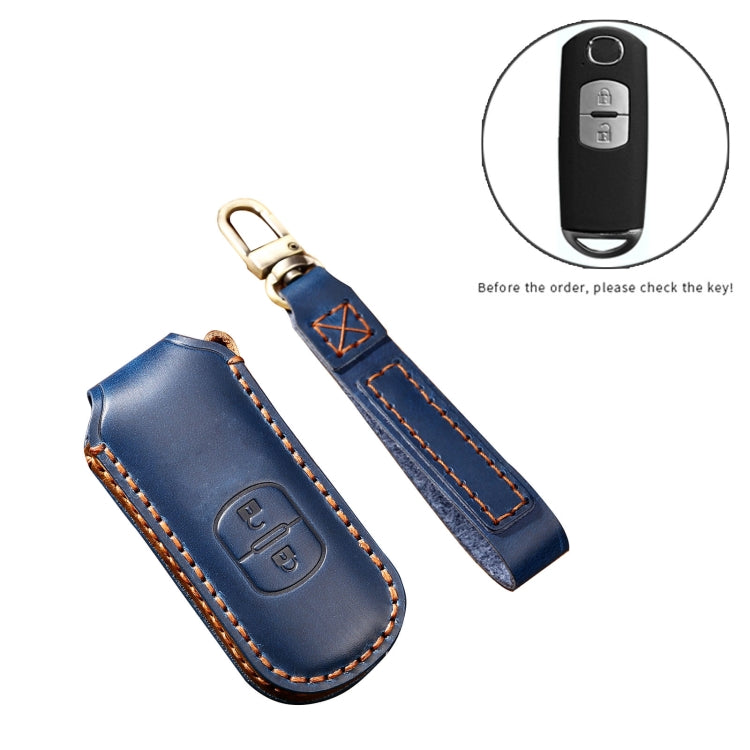 Hallmo Car Cowhide Leather Key Protective Cover Key Case for Mazda Axela 2-button(Brown) - Car Key Cases by Hallmo | Online Shopping UK | buy2fix