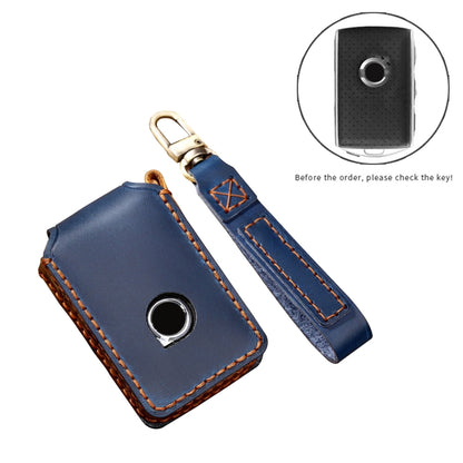 Hallmo Car Cowhide Leather Key Protective Cover Key Case for New Volvo(Brown) - Car Key Cases by Hallmo | Online Shopping UK | buy2fix