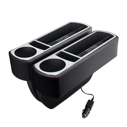 Car Multi-functional Wireless Fast Charge Console PU Leather Box Cup Holder Seat Gap Side Storage Box (Black) by buy2fix