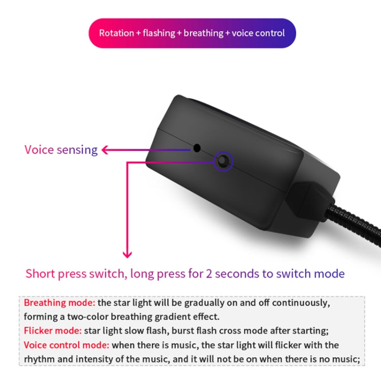 C208 5V 0.1W IPX4 USB Car Rotating Star Lights Red Blue Starry Sky Atmosphere Lamp by buy2fix