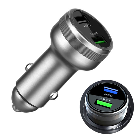 Dual USB 66W Car Flash Charger for OPPO / Huawei (Silver) - Car Charger by buy2fix | Online Shopping UK | buy2fix