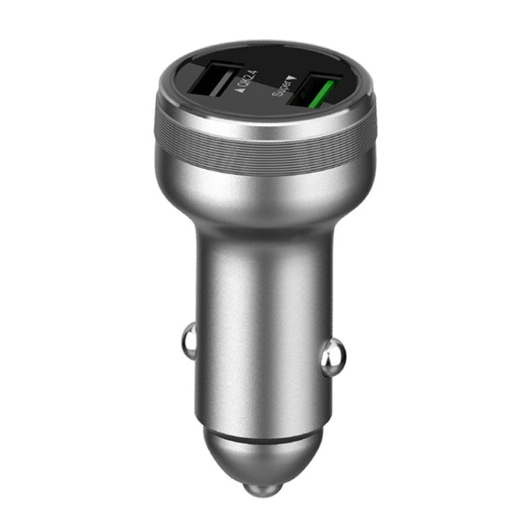 Dual USB 66W Car Flash Charger for OPPO / Huawei (Silver) - Car Charger by buy2fix | Online Shopping UK | buy2fix