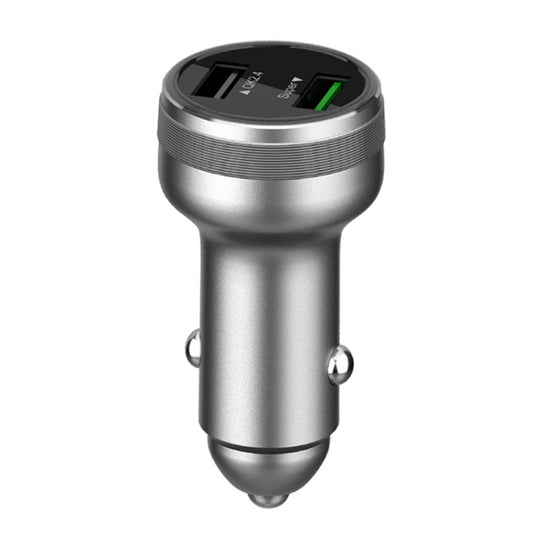 Dual USB 66W Car Flash Charger for OPPO / Huawei (Silver) - Car Charger by buy2fix | Online Shopping UK | buy2fix