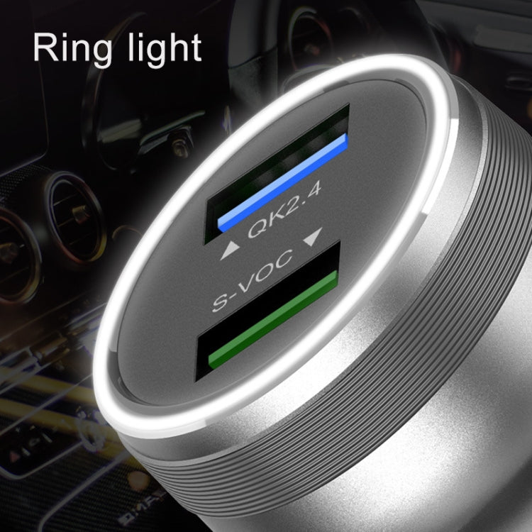 Dual USB 66W Car Flash Charger for OPPO / Huawei (Silver) - Car Charger by buy2fix | Online Shopping UK | buy2fix