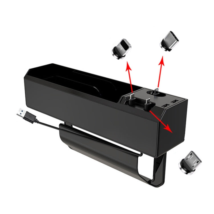 Micro USB + USB-C / Type-C + 8PIN Interface Car Multi-functional Cup Holder Seat Gap Side Storage Box by buy2fix