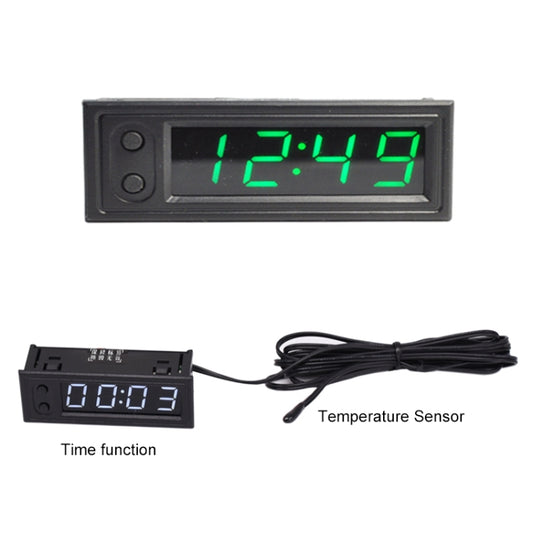 3 in 1 Car High-precision Electronic LED Luminous Clock + Thermometer + Voltmeter(Green) - Clocks & Car Meters by buy2fix | Online Shopping UK | buy2fix