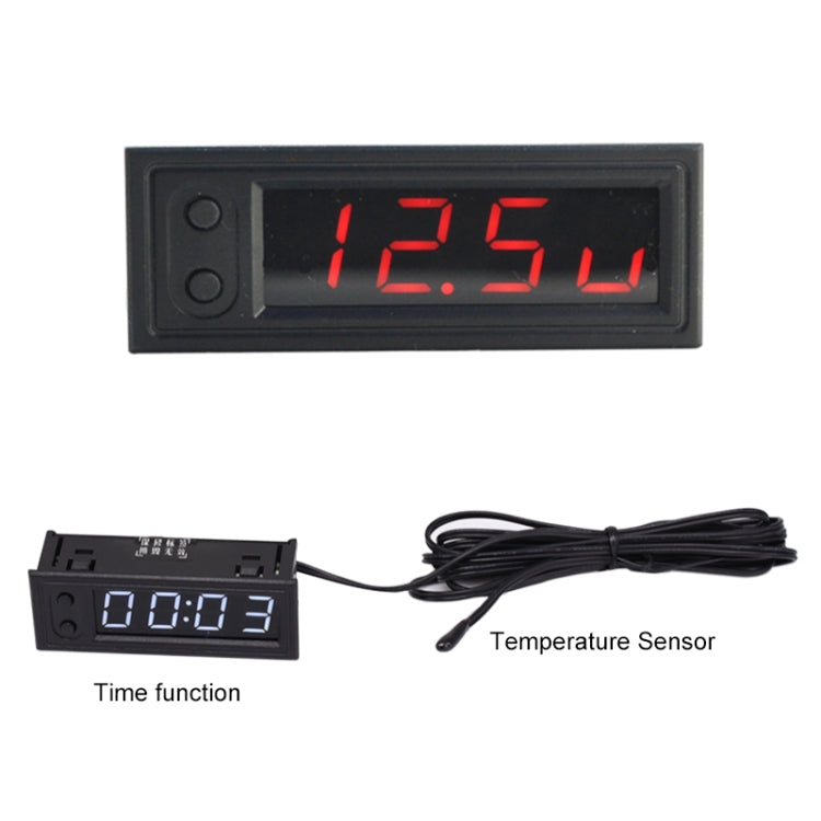 3 in 1 Car High-precision Electronic LED Luminous Clock + Thermometer + Voltmeter (Red) - Clocks & Car Meters by buy2fix | Online Shopping UK | buy2fix