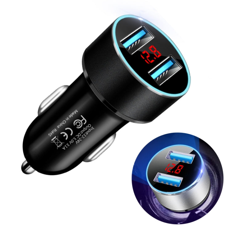 JMG-C016A 5V 3.1A Car Dual USB Charger with LED Display(Black) - Car Charger by buy2fix | Online Shopping UK | buy2fix