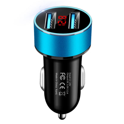 JMG-C016A 5V 3.1A Car Dual USB Charger with LED Display(Blue) - Car Charger by buy2fix | Online Shopping UK | buy2fix