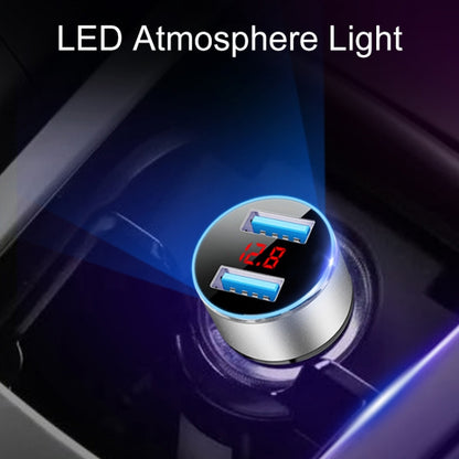 JMG-C016A 5V 3.1A Car Dual USB Charger with LED Display(Silver) - Car Charger by buy2fix | Online Shopping UK | buy2fix