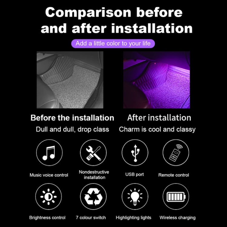 A86 Car Charging Smart Voice-activated Colorful Foot Atmosphere Light by buy2fix