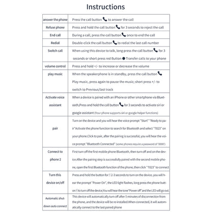 T823 Car Sun Visor Bluetooth Hands-free Call Speaker by buy2fix