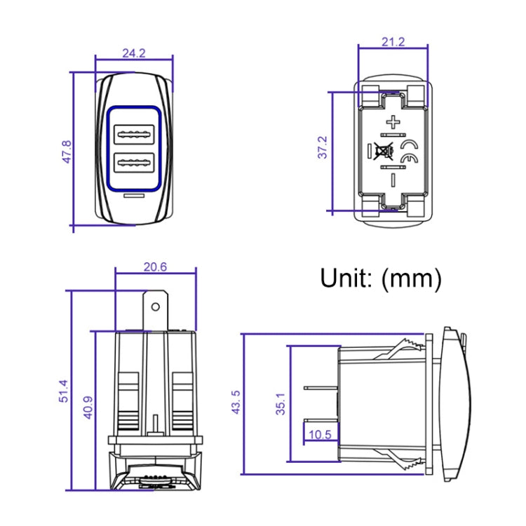 Car 4.8A Double-sided Mobile Phone Charger - DIY Modified Charger by buy2fix | Online Shopping UK | buy2fix