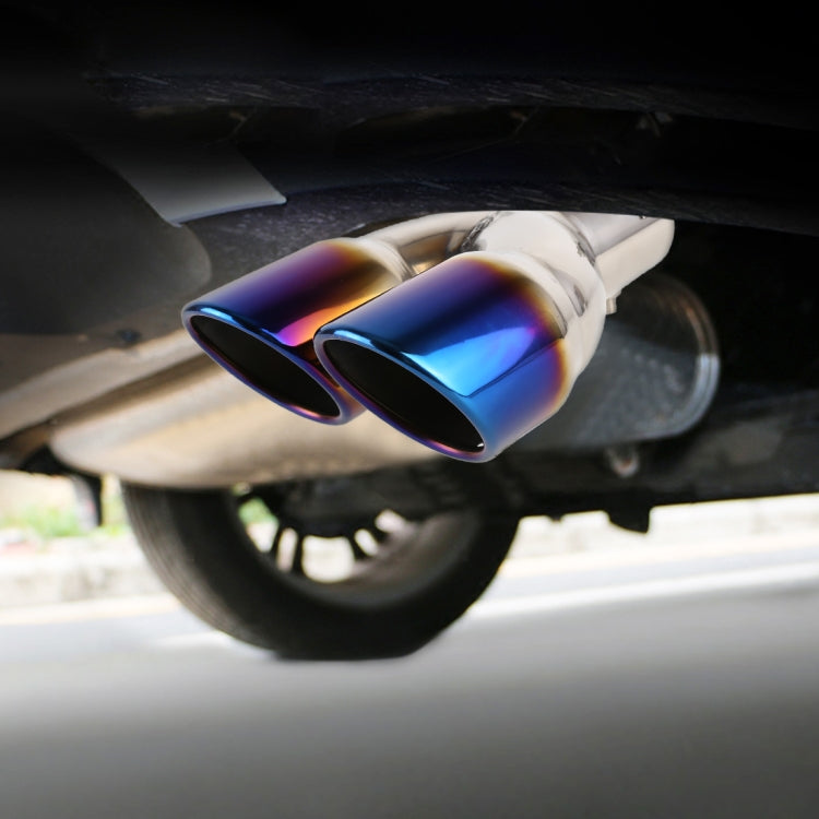 Universal Car Styling Stainless Steel Straight Exhaust Tail Muffler Tip Pipe, Inside Diameter: 7.2cm (Blue) - Exhaust Pipes by buy2fix | Online Shopping UK | buy2fix