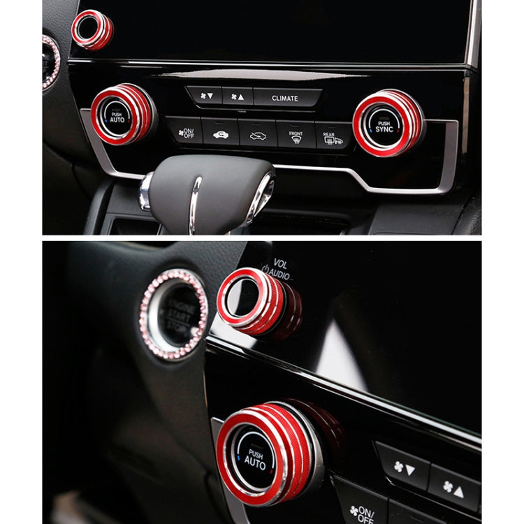 3 PCS Car Metal Air Conditioner Knob Case for Honda CR-V 2017-2021 (Red) by buy2fix