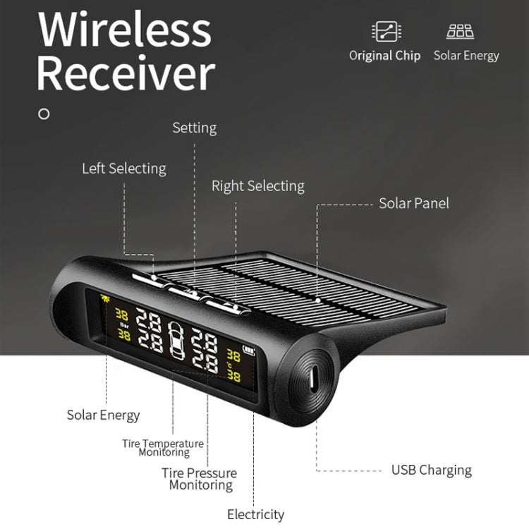YB-Q0248 Universal Car Wireless Solar External Tire Pressure Monitor Detector - Tire Pressure Gauges by buy2fix | Online Shopping UK | buy2fix