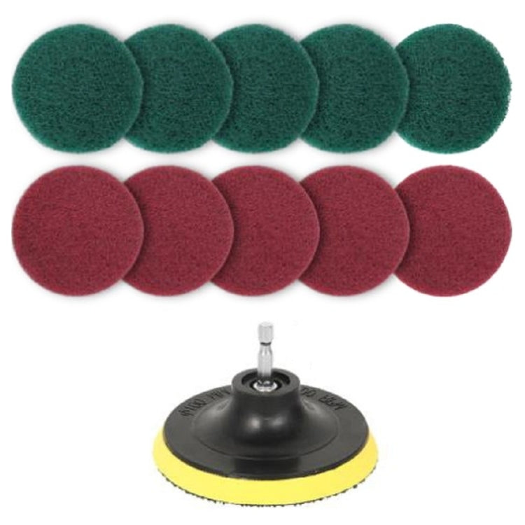 11 in 1 4 inch Sticky Disc Scouring Pad Floor Wall Window Glass Cleaning Descaling Electric Drill Brush Head Set - Sponges, Cloths & Brushes by buy2fix | Online Shopping UK | buy2fix