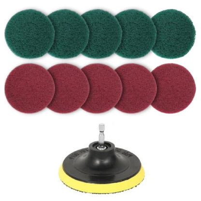 11 in 1 4 inch Sticky Disc Scouring Pad Floor Wall Window Glass Cleaning Descaling Electric Drill Brush Head Set - Sponges, Cloths & Brushes by buy2fix | Online Shopping UK | buy2fix
