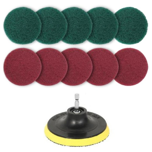 11 in 1 4 inch Sticky Disc Scouring Pad Floor Wall Window Glass Cleaning Descaling Electric Drill Brush Head Set - Sponges, Cloths & Brushes by buy2fix | Online Shopping UK | buy2fix