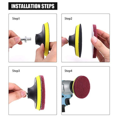 11 in 1 4 inch Sticky Disc Scouring Pad Floor Wall Window Glass Cleaning Descaling Electric Drill Brush Head Set - Sponges, Cloths & Brushes by buy2fix | Online Shopping UK | buy2fix