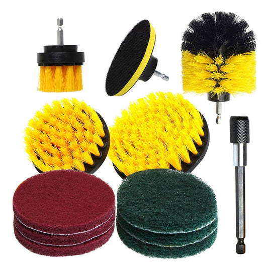 12 in 1 Floor Wall Window Glass Cleaning Descaling Electric Drill Brush Head Set, Random Color Delivery - Sponges, Cloths & Brushes by buy2fix | Online Shopping UK | buy2fix
