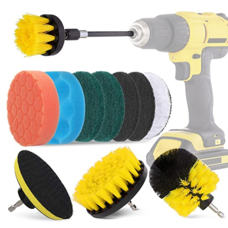 12 in 1 4 inch Sponge Scouring Pad Floor Wall Window Glass Cleaning Descaling Electric Drill Brush Head Set by buy2fix