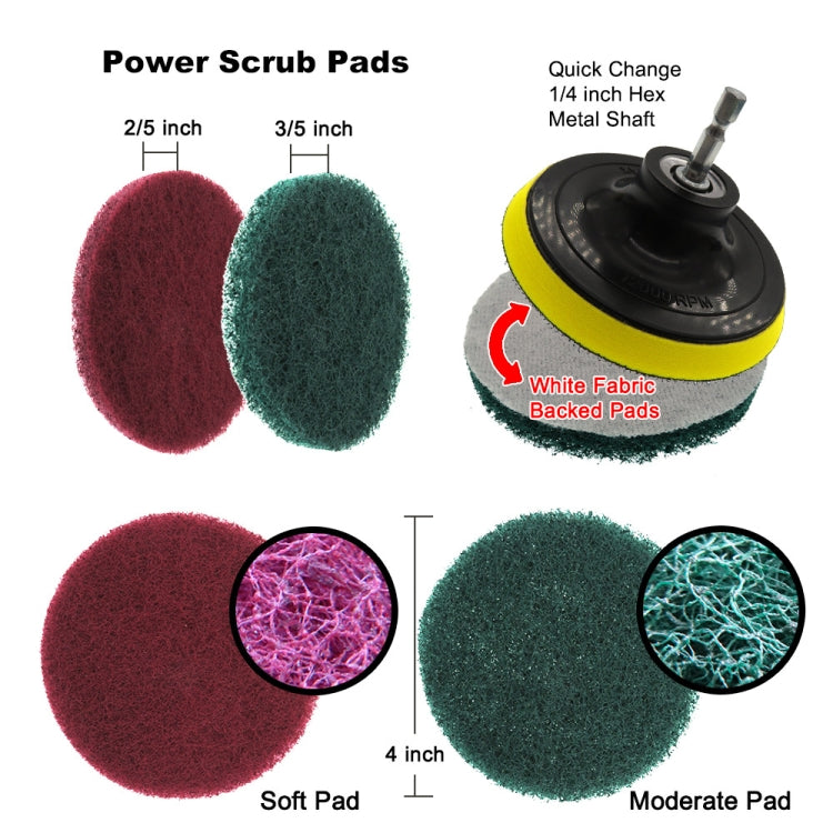 12 in 1 4 inch Sponge Scouring Pad Floor Wall Window Glass Cleaning Descaling Electric Drill Brush Head Set by buy2fix