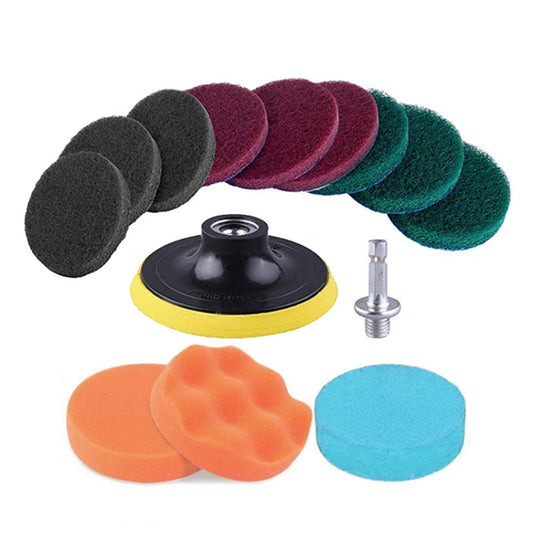 13 in 1 4 inch Sponge Scouring Pad Floor Wall Window Glass Cleaning Descaling Electric Drill Brush Head Set - Sponges, Cloths & Brushes by buy2fix | Online Shopping UK | buy2fix