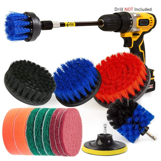 15 in 1 Floor Wall Window Glass Cleaning Descaling Electric Drill Brush Head Set, Random Color Delivery - Sponges, Cloths & Brushes by buy2fix | Online Shopping UK | buy2fix