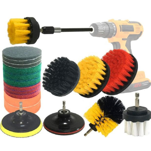 20 in 1 Floor Wall Window Glass Cleaning Descaling Electric Drill Brush Head Set - Sponges, Cloths & Brushes by buy2fix | Online Shopping UK | buy2fix