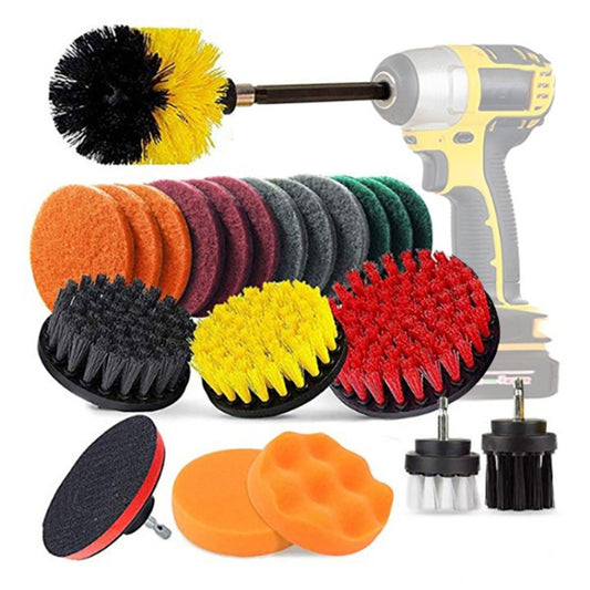 22 in 1 Floor Wall Window Glass Cleaning Descaling Electric Drill Brush Head Set - Sponges, Cloths & Brushes by buy2fix | Online Shopping UK | buy2fix
