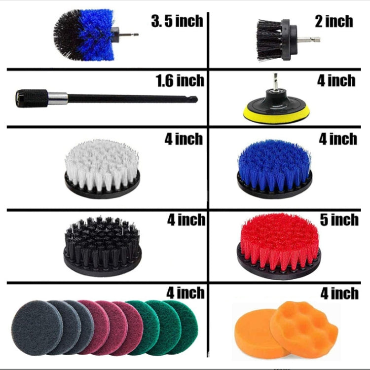 23 in 1 Floor Wall Window Glass Cleaning Descaling Electric Drill Brush Head Set - Sponges, Cloths & Brushes by buy2fix | Online Shopping UK | buy2fix