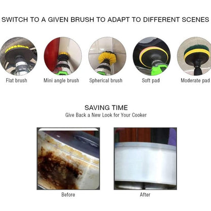 23 in 1 Floor Wall Window Glass Cleaning Descaling Electric Drill Brush Head Set - Sponges, Cloths & Brushes by buy2fix | Online Shopping UK | buy2fix