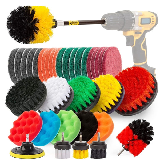 37 in 1 Floor Wall Window Glass Cleaning Descaling Electric Drill Brush Head Set - Sponges, Cloths & Brushes by buy2fix | Online Shopping UK | buy2fix