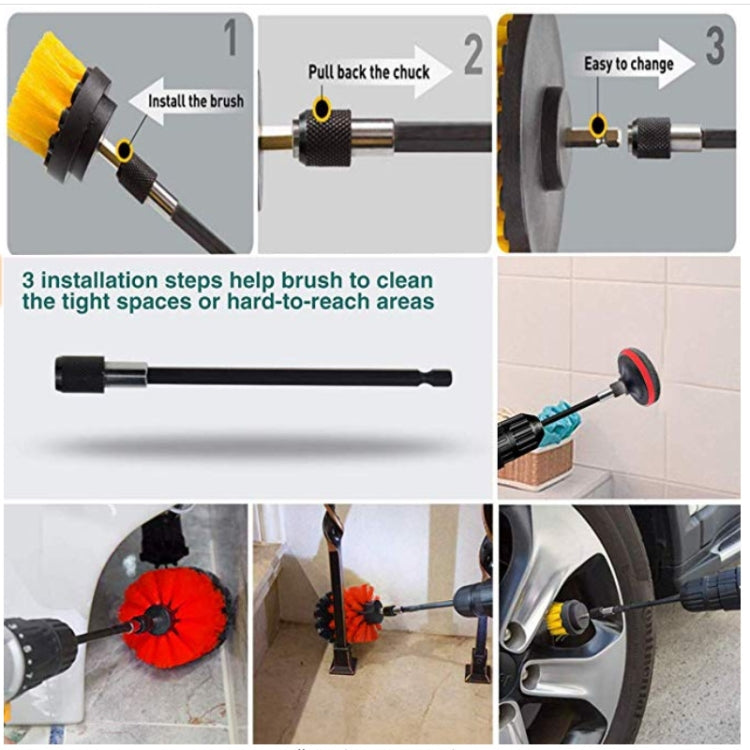 37 in 1 Floor Wall Window Glass Cleaning Descaling Electric Drill Brush Head Set - Sponges, Cloths & Brushes by buy2fix | Online Shopping UK | buy2fix