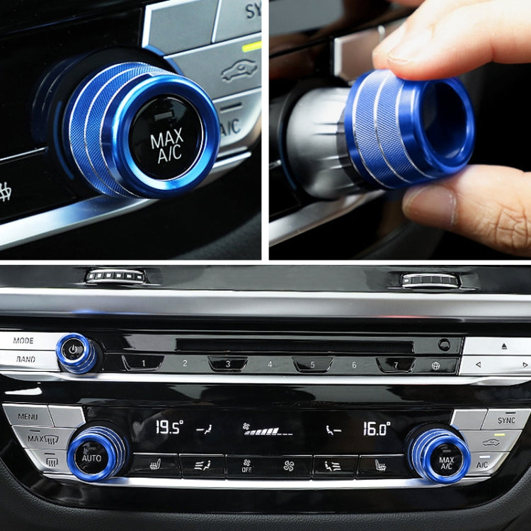 3 PCS / Set Air Conditioning Knob Metal Decorative Ring for BMW X3 / X4 / 5 Series / 7 Series / 6 Series GT (Blue) by buy2fix