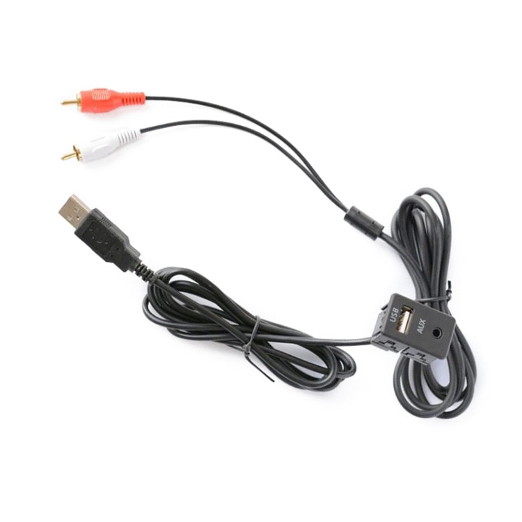 Car Universal Modified USB AUX Extension Cable USB+2RCA Lotus Male Switch Holder for Alpine / Pioneer - DIY Cables by buy2fix | Online Shopping UK | buy2fix