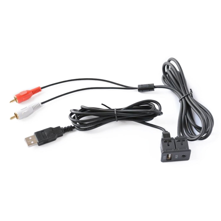 Car Universal Modified USB AUX Extension Cable USB+2RCA Lotus Male Switch Holder for Alpine / Pioneer - DIY Cables by buy2fix | Online Shopping UK | buy2fix