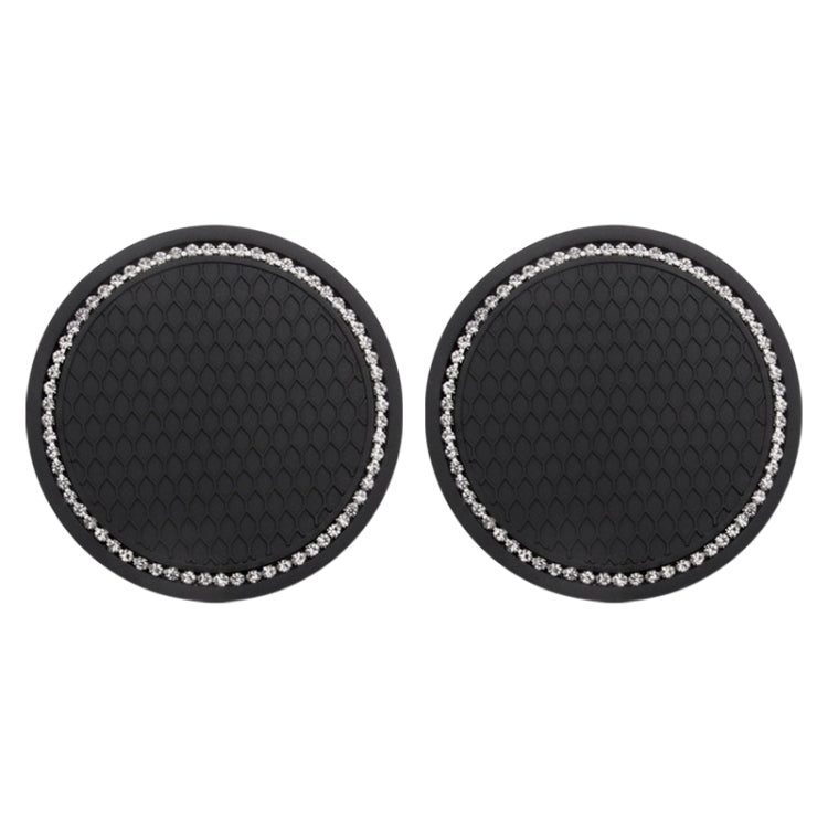 2 PCS Car Diamond Anti-skid Soft Rubber Water Cup Mat(Black) by buy2fix